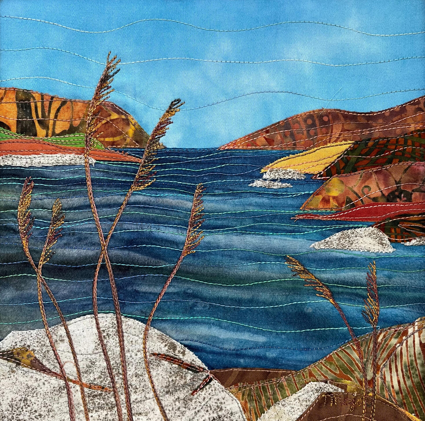 Tranquility Bay 8x8" before framing. Available at Textures Craftworks on Locke St., Hamilton.